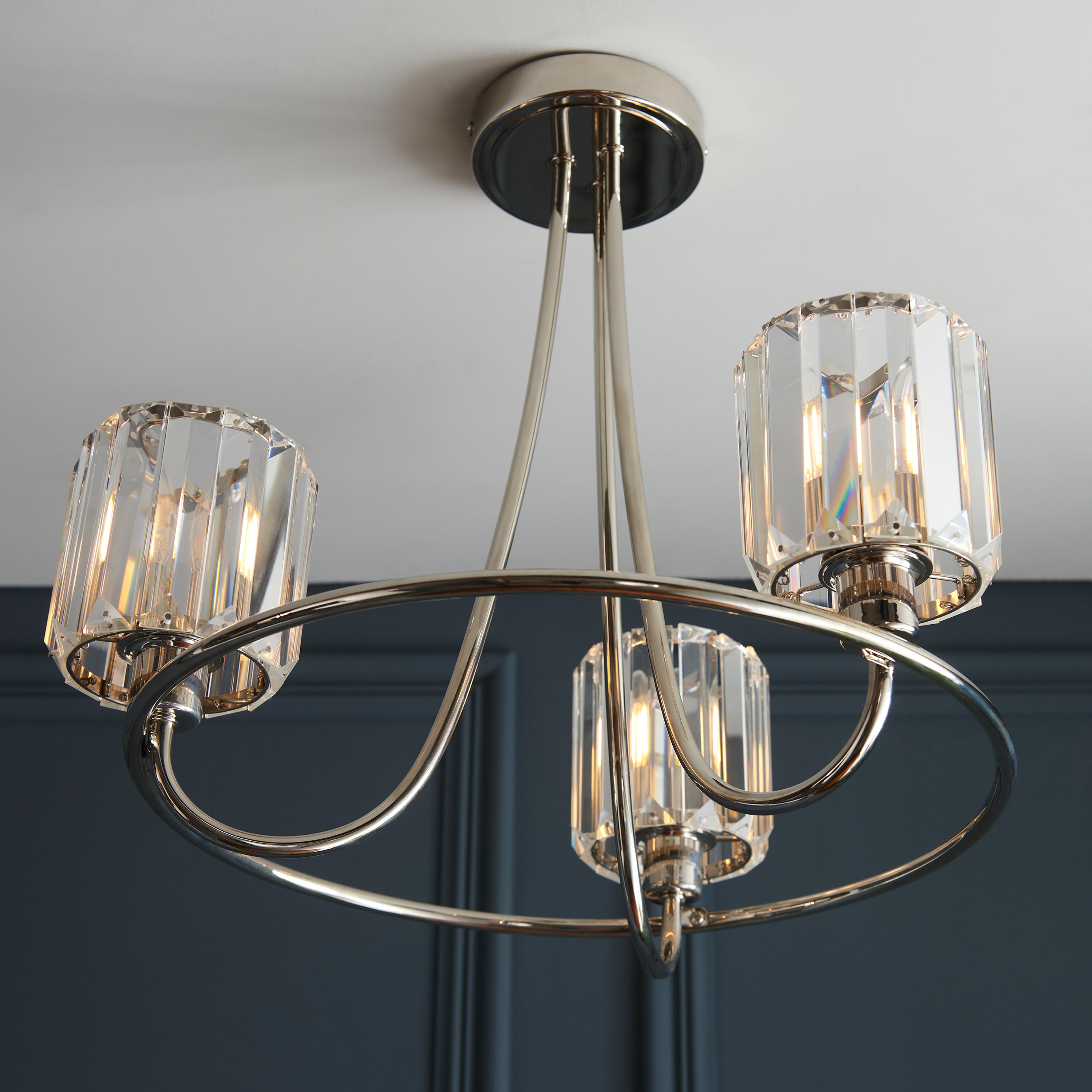 Denton Chrome & Faceted Glass Ceiling Light